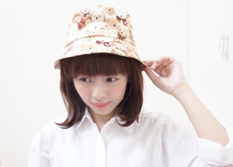 Mouton blanC 好少女渔夫帽 _ 晚安毛绒泰迪熊 - 帽子 - 其他材质 咖啡色