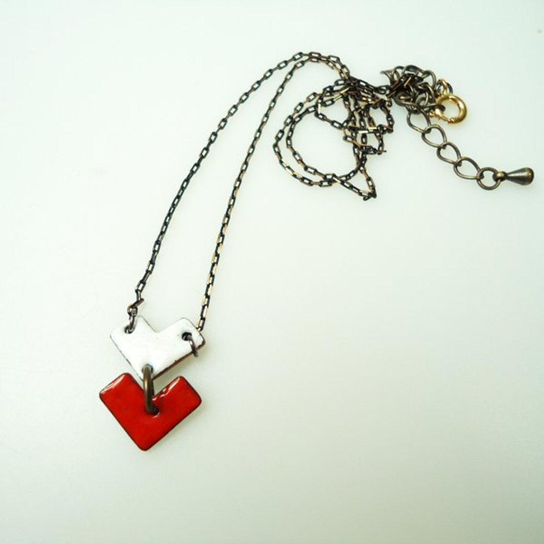 Simple Love Enameling Necklace 简单爱造型珐琅项炼(红白/蓝) - 项链 - 其他金属 红色