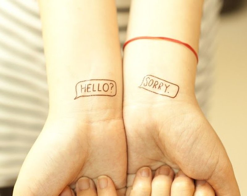 *tattoo* HELLO&SORRY 说不出口的话　刺青贴纸组　1组7张 - 贴纸 - 纸 黑色