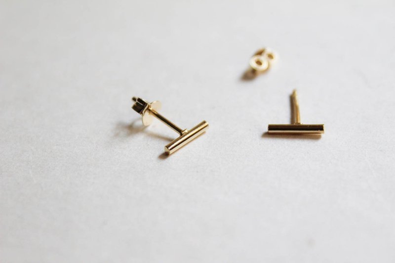 横竪都耐看黄铜耳环 - 耳环/耳夹 - 其他材质 金色