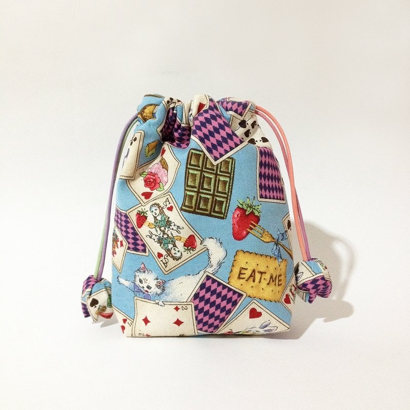 *巫蛊着* 蓝色 爱丽丝梦游仙境 束口袋 - 化妆包/杂物包 - 其他材质 蓝色