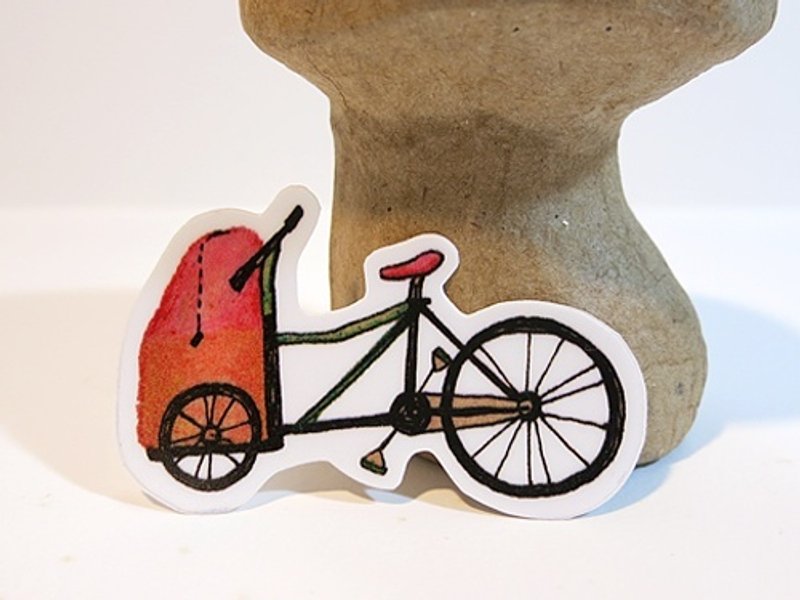 厚质防水贴纸-有载娃娃的敞篷bike - 贴纸 - 防水材质 红色