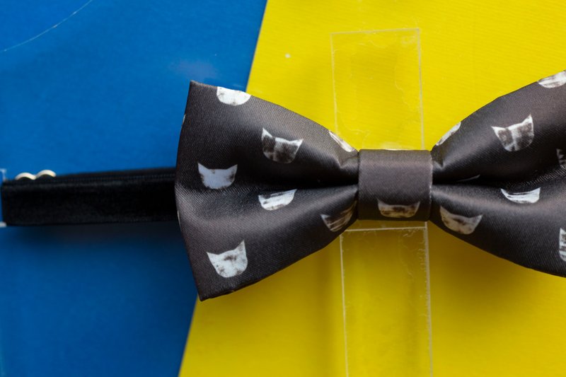 Style 0043 点点猫 印花 系列 领结 Polka Cat pattern bowtie - 领结/领巾 - 其他材质 黑色