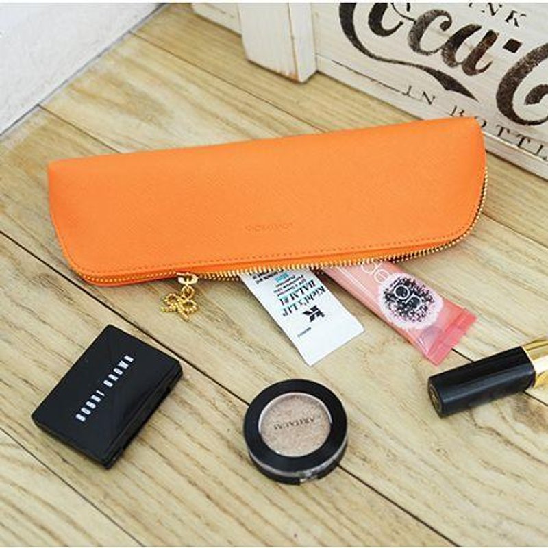 Dessin x Jamstudio-Lovelybron蝴蝶结皮革笔袋-经典橘,JSD77509 - 铅笔盒/笔袋 - 真皮 橘色