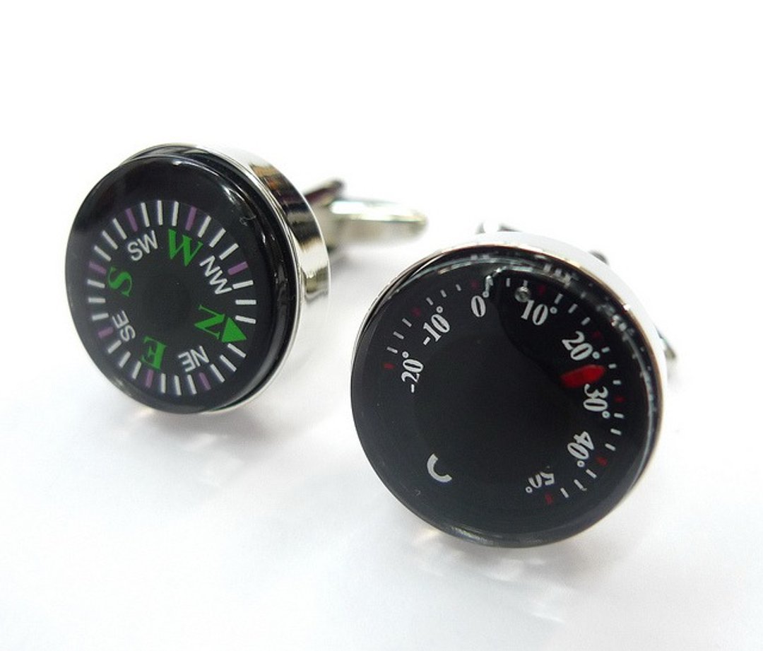 指南针 温度计 袖扣 Cufflink - 袖扣 - 其他金属 