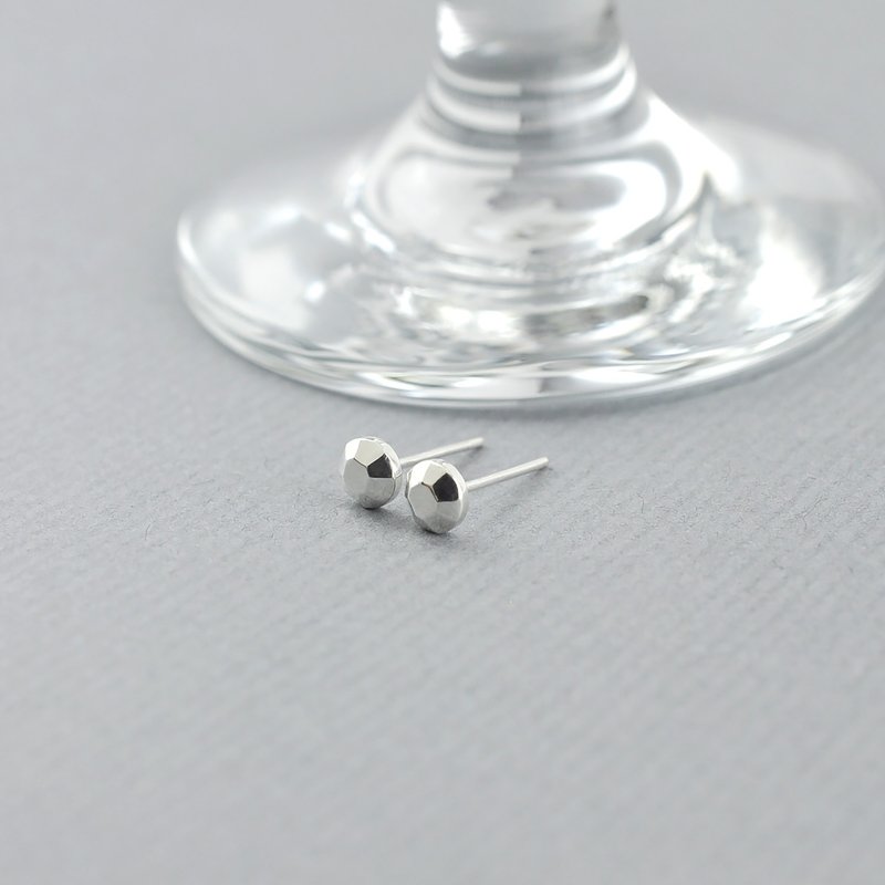 圆形宝石耳环 925纯银 - 耳环/耳夹 - 纯银 灰色