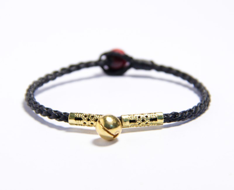 单色致金铃 蚕丝蜡线手环 - 手链/手环 - 其他金属 黑色