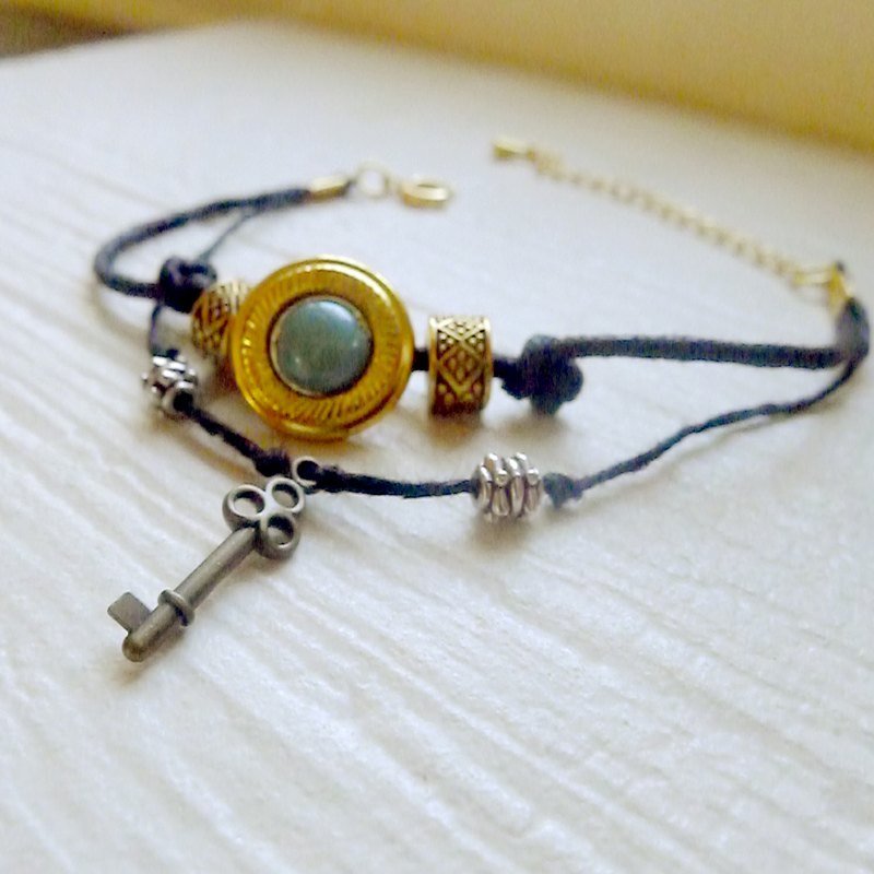 金湛蓝皮革手炼-(女款) - 手链/手环 - 其他材质 咖啡色