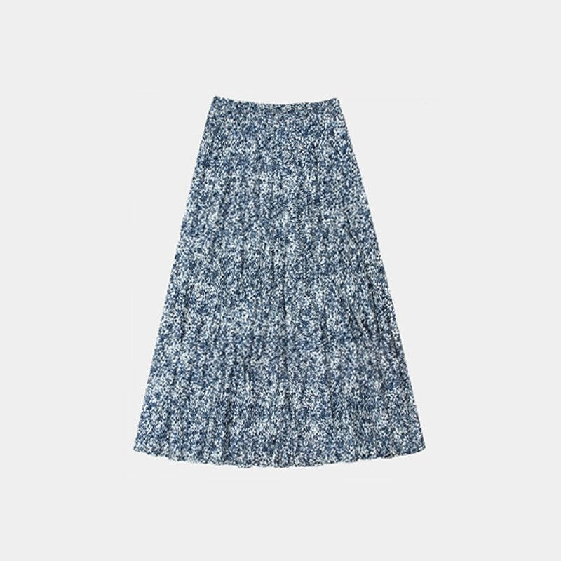 │moderato│清凉系花卉缩腰古着长裙│礼物.森林复古.女朋友.独特.文艺 - 裙子 - 其他材质 蓝色