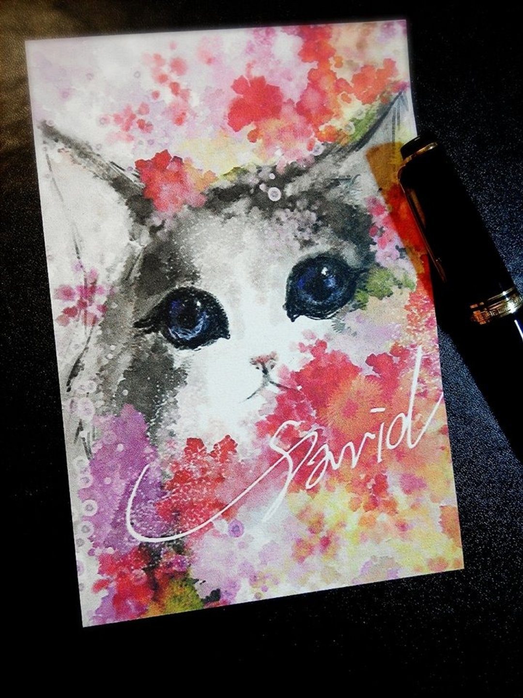 限大卫画猫及大卫随手笔记脸书粉丝_恋_明信片_限量_3/20后寄出 - 卡片/明信片 - 纸 紫色