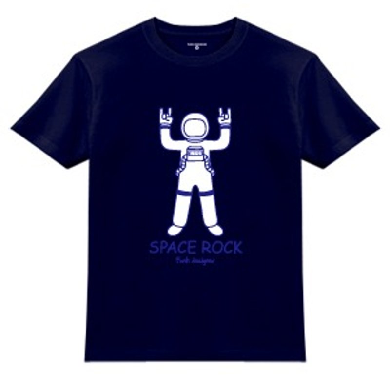 FUNK DESIGNER 迷幻太空摇滚-深蓝 - 女装 T 恤 - 棉．麻 蓝色