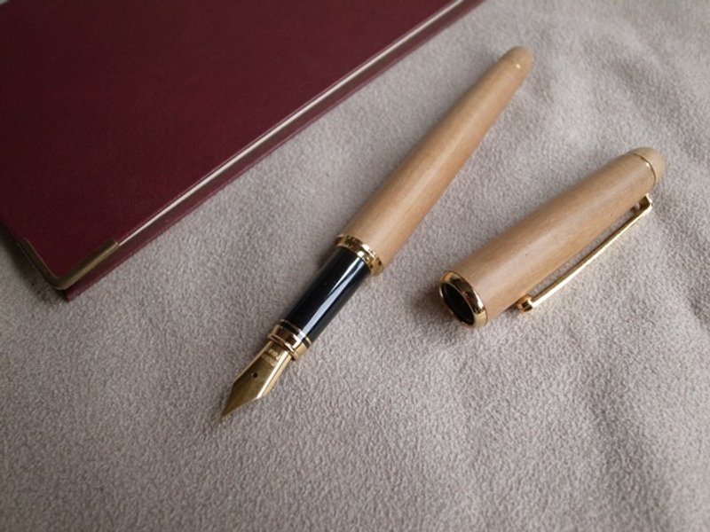 印度老山檀香笔【万宝龙型钢笔】精致皮质笔盒礼物包装 - 钢笔 - 木头 咖啡色