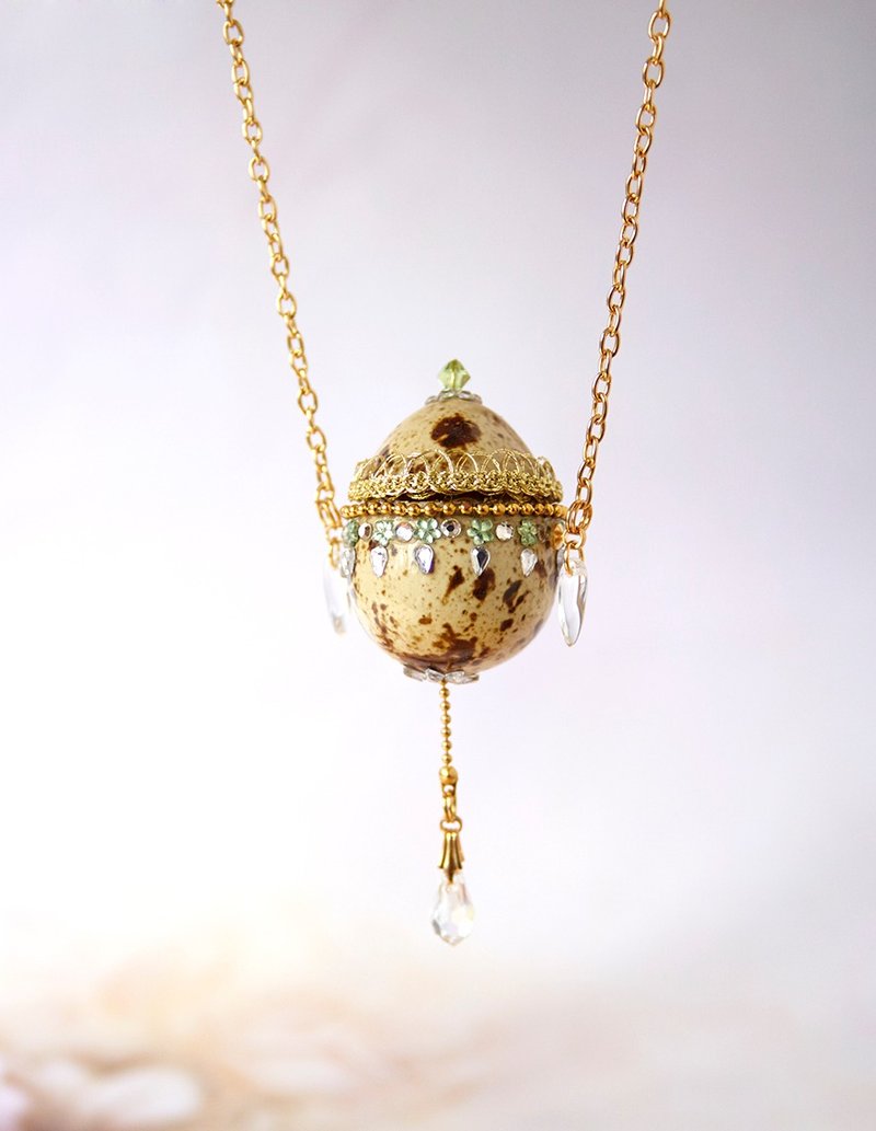 手制鹌鹑蛋迷你宝箱项链 - 项链 - 棉．麻 