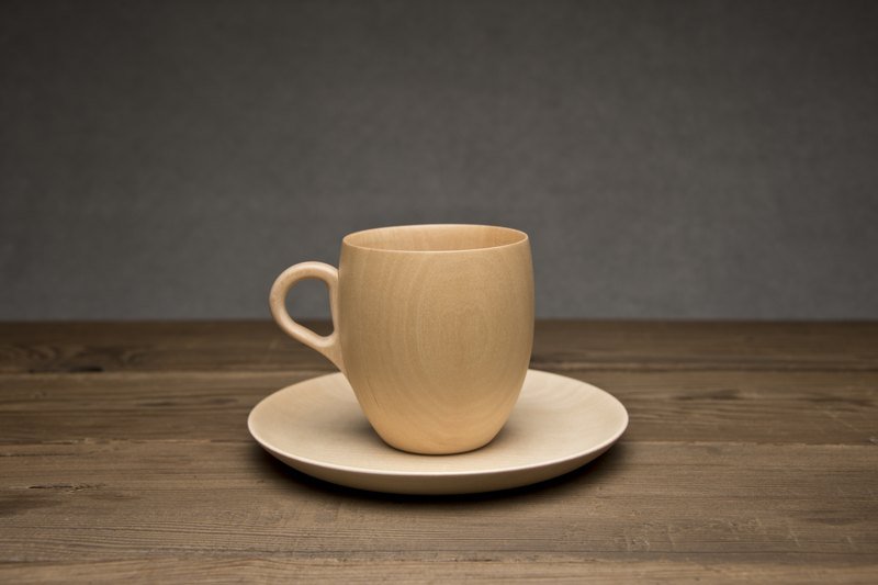 高桥工艺 椴木马克杯盘组 马克杯 + 茶碟  Cara Mug Cup+Cara Saucer - 咖啡杯/马克杯 - 木头 卡其色