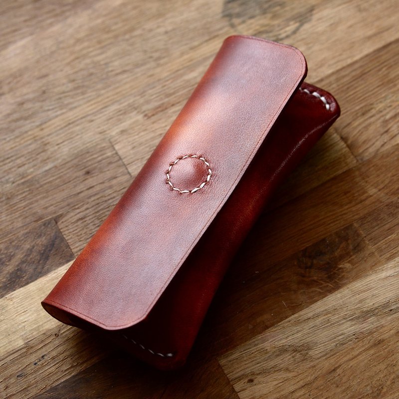 手工製作 手染黄棕色義大利植鞣革 BLUS 布魯斯10孔口琴包 - 其他 - 真皮 咖啡色