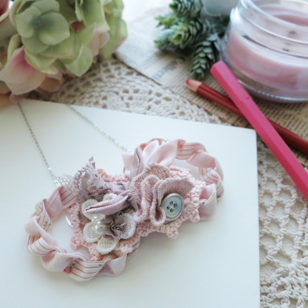 パステル kkk.necklace / Pastel Rings 全手工制作 颈錬 粉色系 - 项链 - 其他材质 粉红色