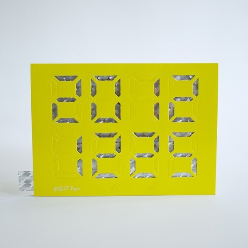 耶诞新年交换礼物/‘自己动手戳纪念日’Digit Card / 数字卡片  雷射缤纷版＿潮流黄 - 卡片/明信片 - 纸 黄色