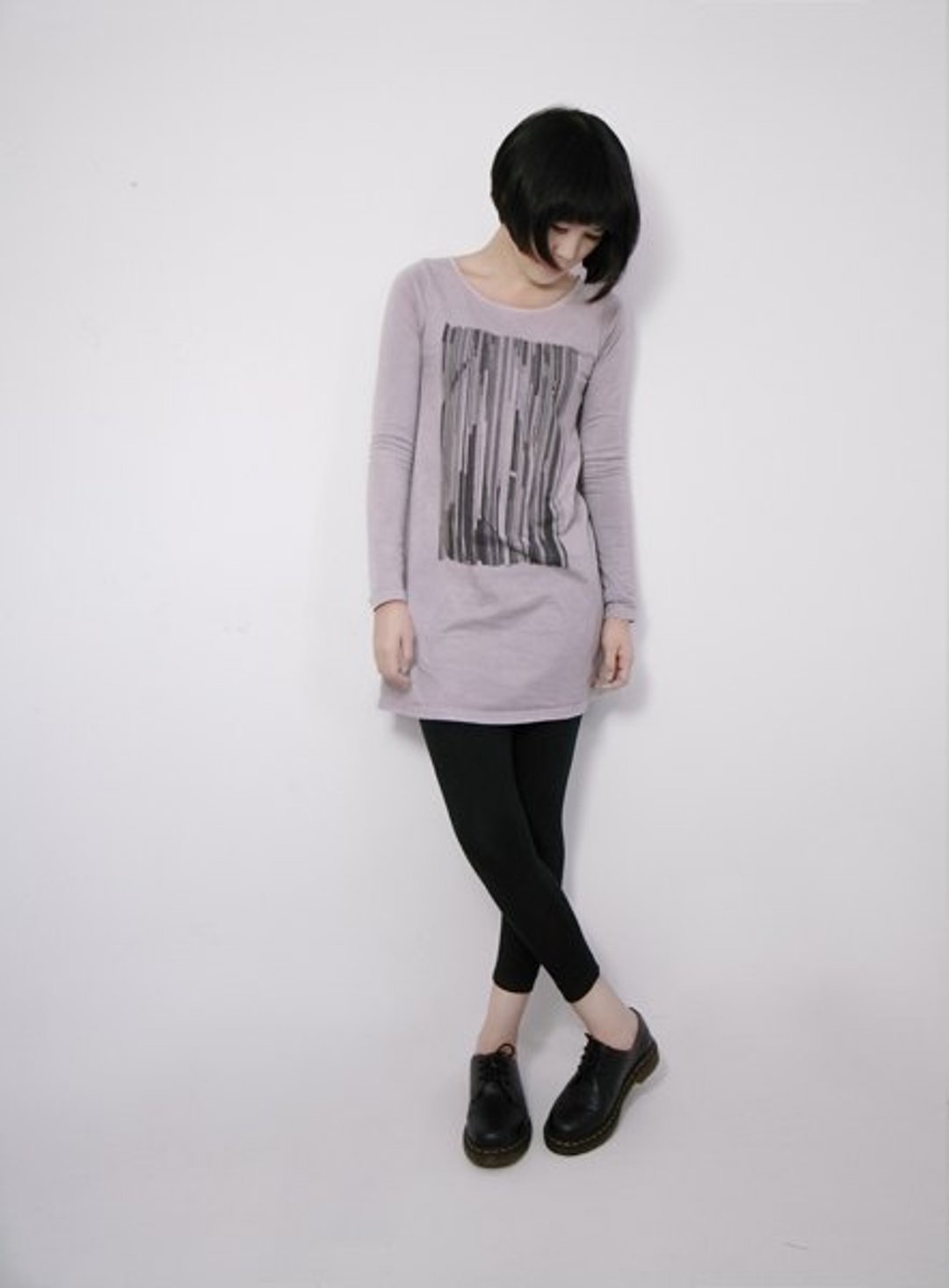 I . A . N Design 信号 紫草染T-有机棉 长版长袖T Organic Cotton S / M - 女装 T 恤 - 植物．花 紫色