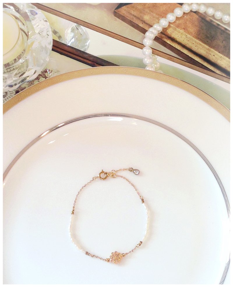 ∴Minertés=古典金镶花·珍珠·锆石·镀金色手链=∴ - 手链/手环 - 宝石 金色