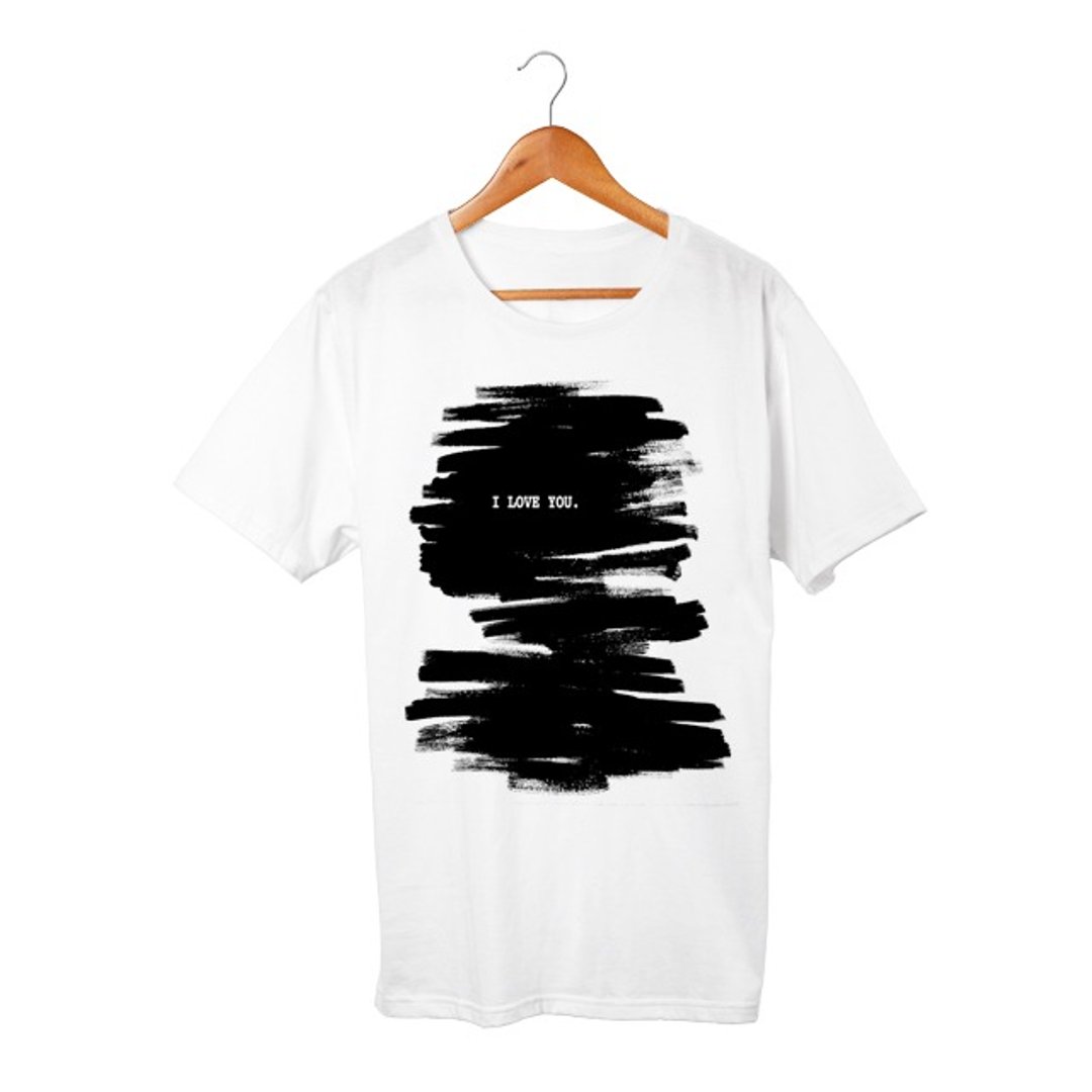 I love you T-shirt - 中性连帽卫衣/T 恤 - 棉．麻 白色