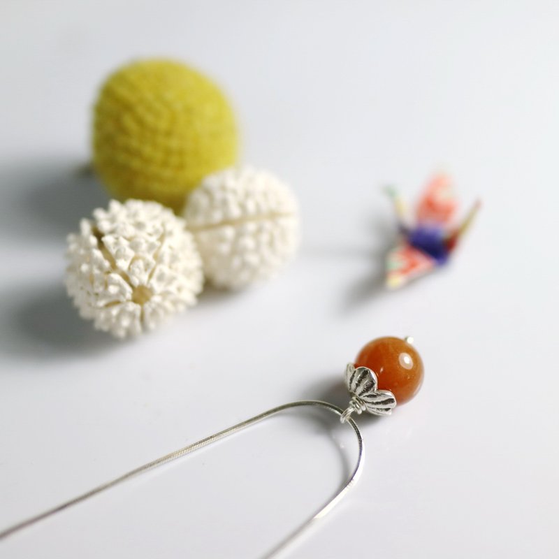 小果实光玉髓小桔子925纯银项链 - 项链 - 宝石 橘色