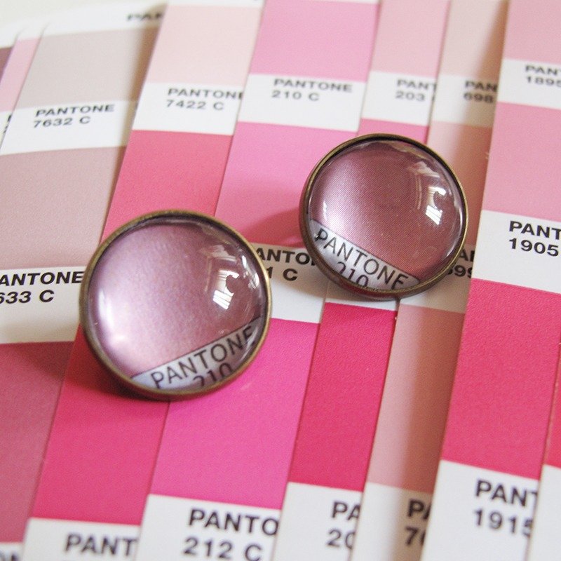 PANTONE 210 色票圆形耳夹耳针 - 耳环/耳夹 - 其他金属 粉红色