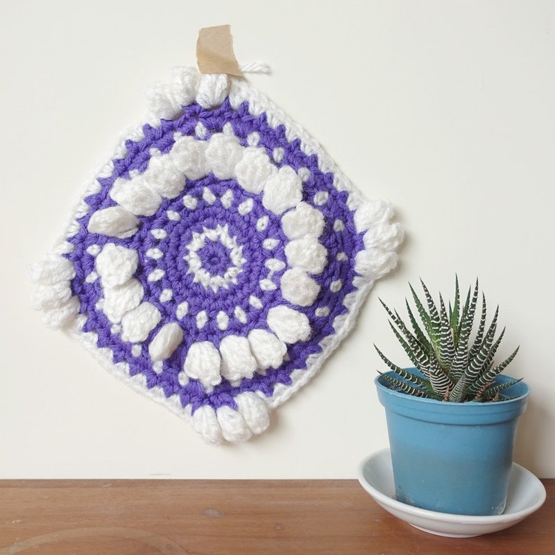 BajuTua /暖暖老东西/ 紫海蒲公英 毛线勾制立体餐垫 杯垫 - 杯垫 - 其他材质 紫色