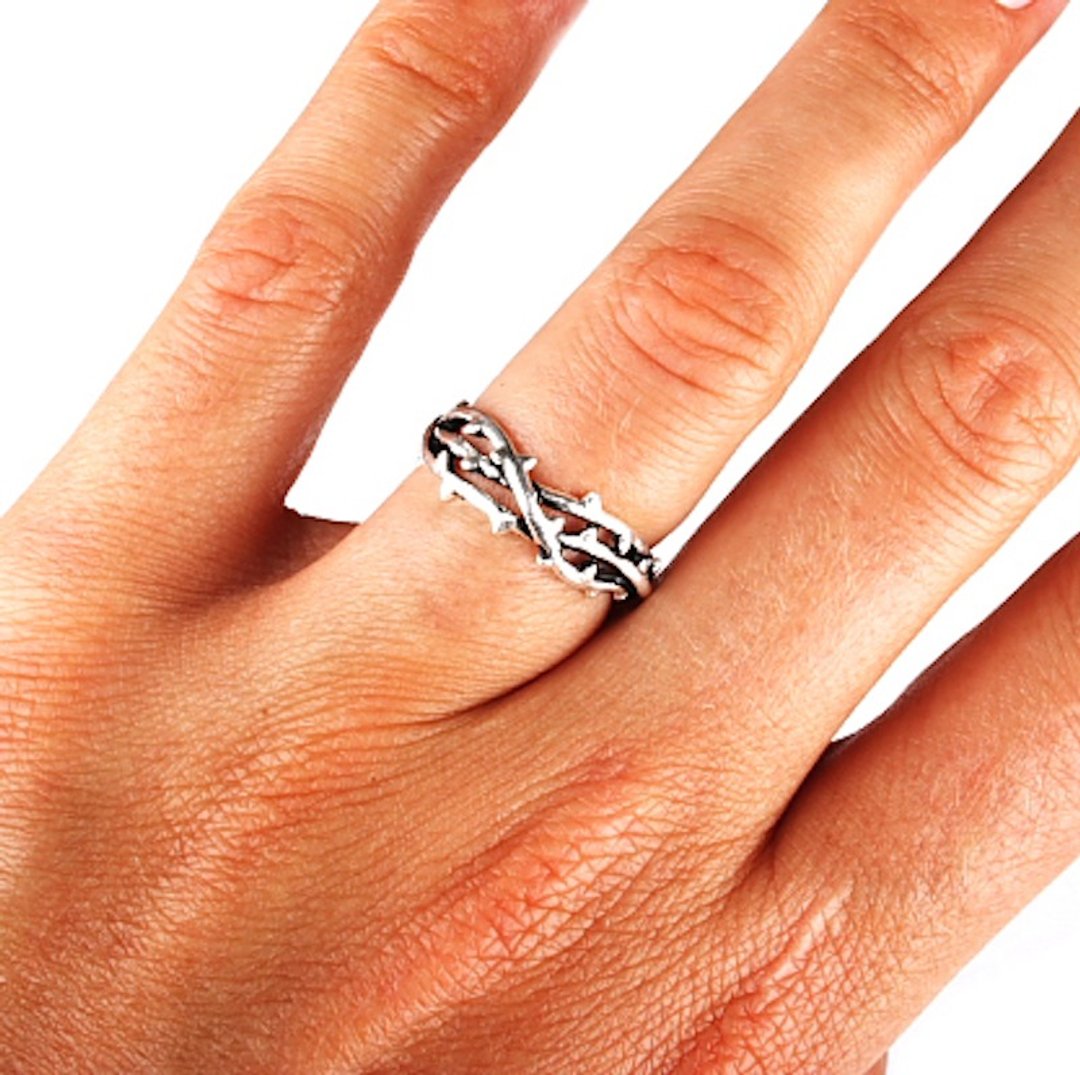 Thorn ring in white bronze ,Rocker jewelry ,Skull jewelry,Biker jewelry - 戒指 - 其他金属 