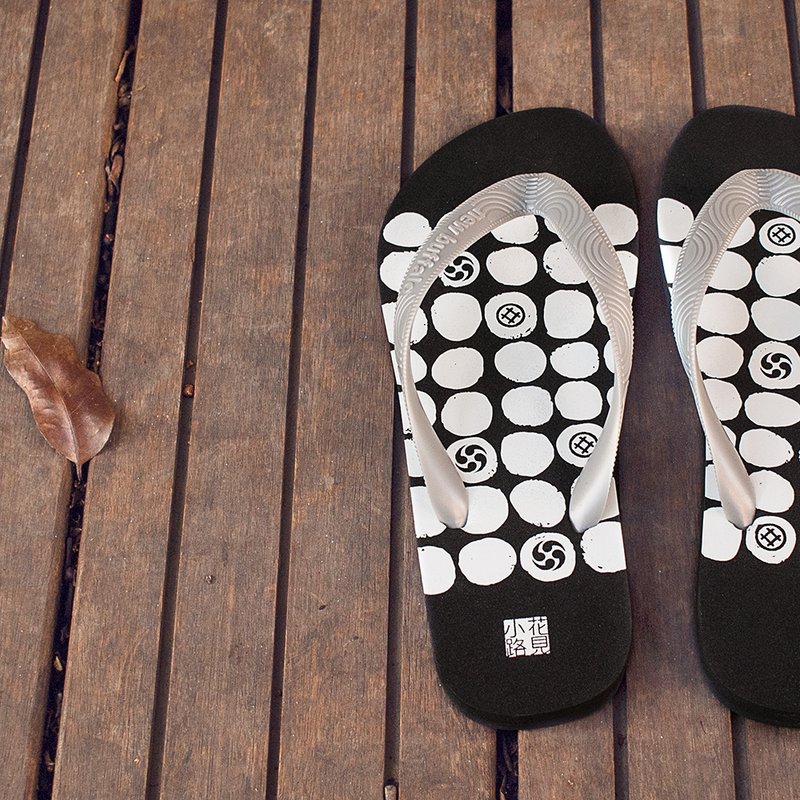 轻履日 |花见黑.人字拖.雨天海滩旅行夏日.男-赠神秘小礼物 - 男款休闲鞋 - 橡胶 黑色