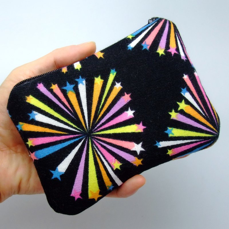 拉链零钱包/卡片包/钥匙包/耳机包/小物包 (烟花图案) (ZS-77) - 零钱包 - 棉．麻 多色