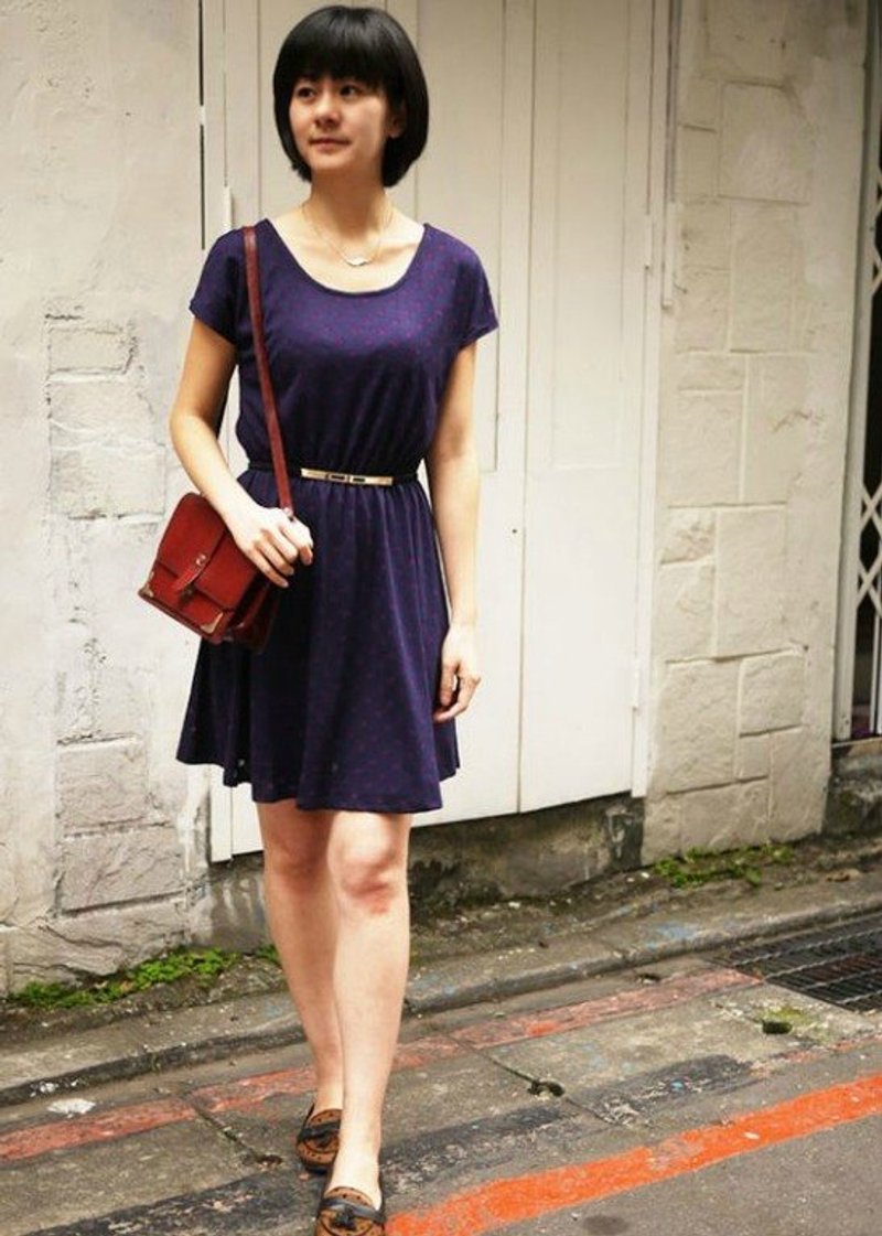 Georgia Tsao //紫色点点弹性伞洋 - 洋装/连衣裙 - 其他材质 紫色