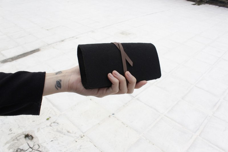 多功能收纳包/灰.深灰.黑.酒红.粉红.丈青.宝蓝 笔袋.眼镜袋 - 铅笔盒/笔袋 - 羊毛 灰色