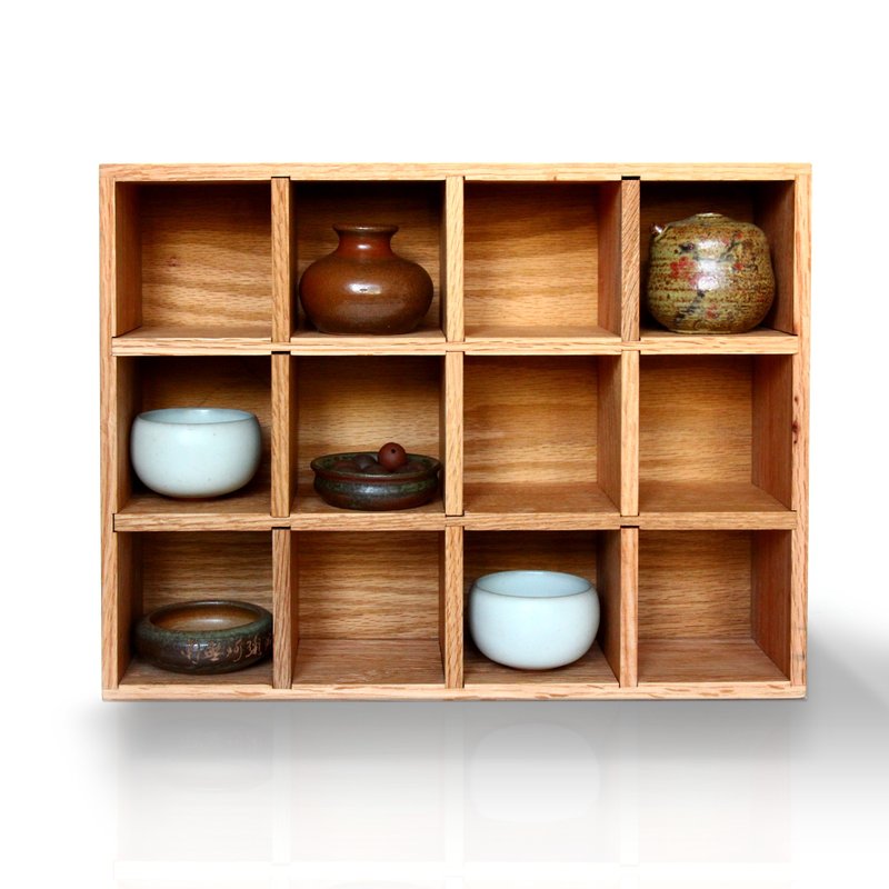 12格木制展示盒/展示架-高级橡木 - 其他 - 木头 咖啡色
