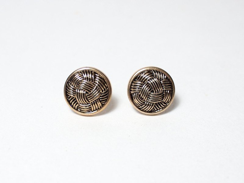 [Circle dot]麻绳理工 - 耳环/耳夹 - 塑料 金色