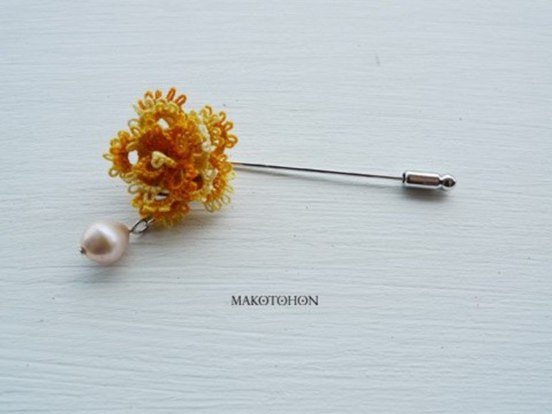 手工编织小花胸针 - 胸针 - 其他材质 
