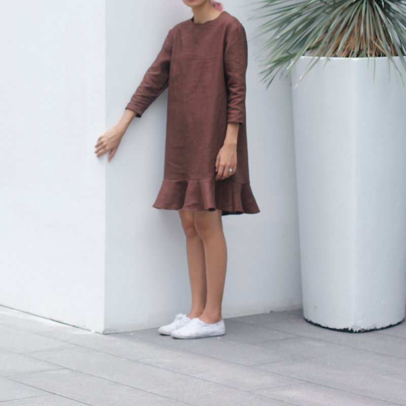 KIKI 小姐的巧克力洋装 - 洋装/连衣裙 - 其他材质 咖啡色