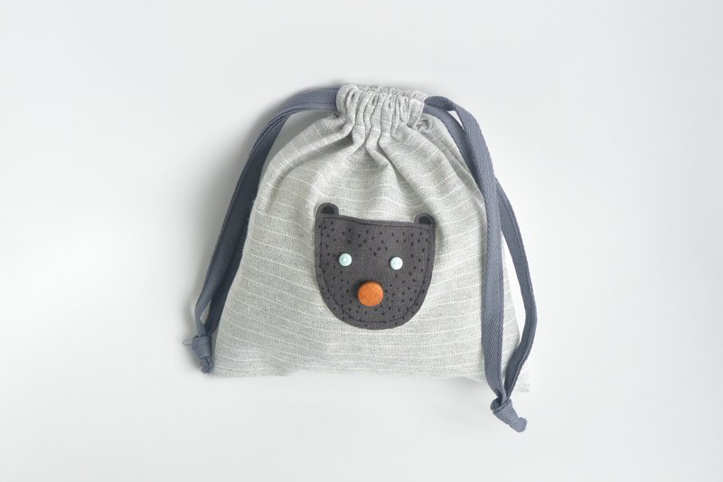 白目束口袋 - 白线条 - 化妆包/杂物包 - 其他材质 灰色