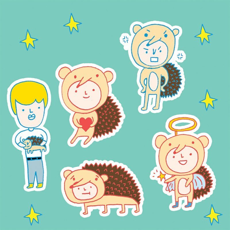 刺猬男孩贴纸组 - 贴纸 - 纸 绿色