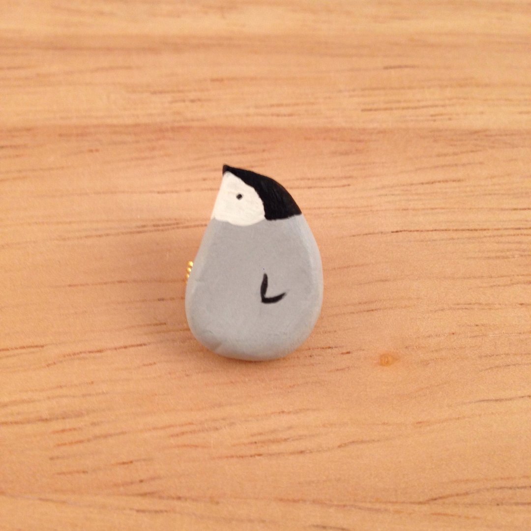Children Penguin brooch - 胸针 - 粘土 灰色