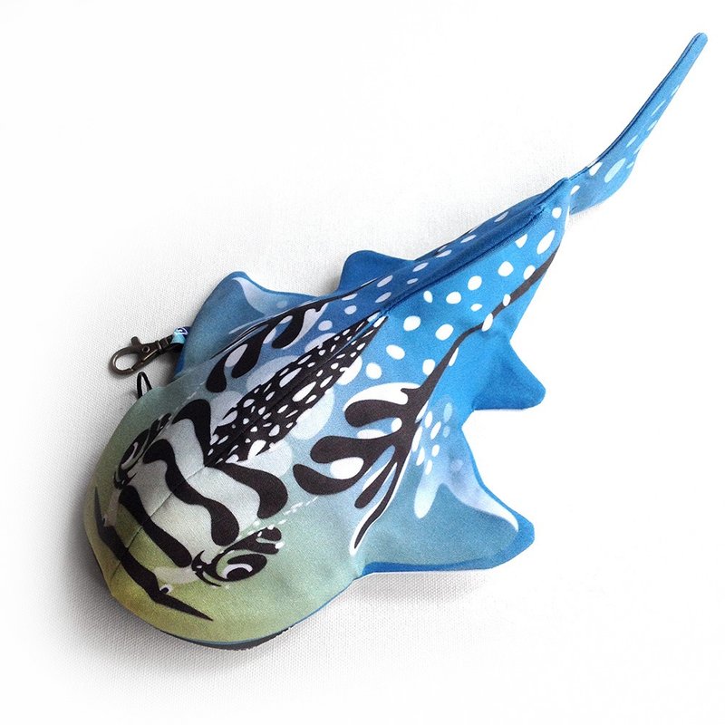 设计款BG137 - 【牛津棉布】波口鲎头鲼造型万用包 - 化妆包/杂物包 - 棉．麻 蓝色