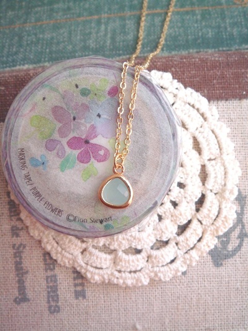 Garohands 日本迷你天然石水晶水滴坠手感短链*薄荷 A457 礼物 - 锁骨链 - 宝石 绿色