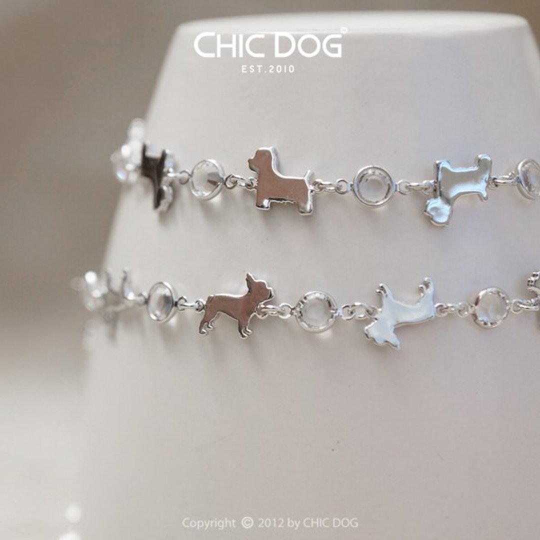 CHIC DOG 施华洛世奇圆钻手炼 - 手链/手环 - 其他金属 灰色