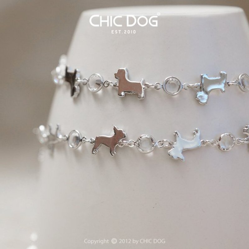 CHIC DOG 施华洛世奇圆钻手炼 - 手链/手环 - 其他金属 灰色