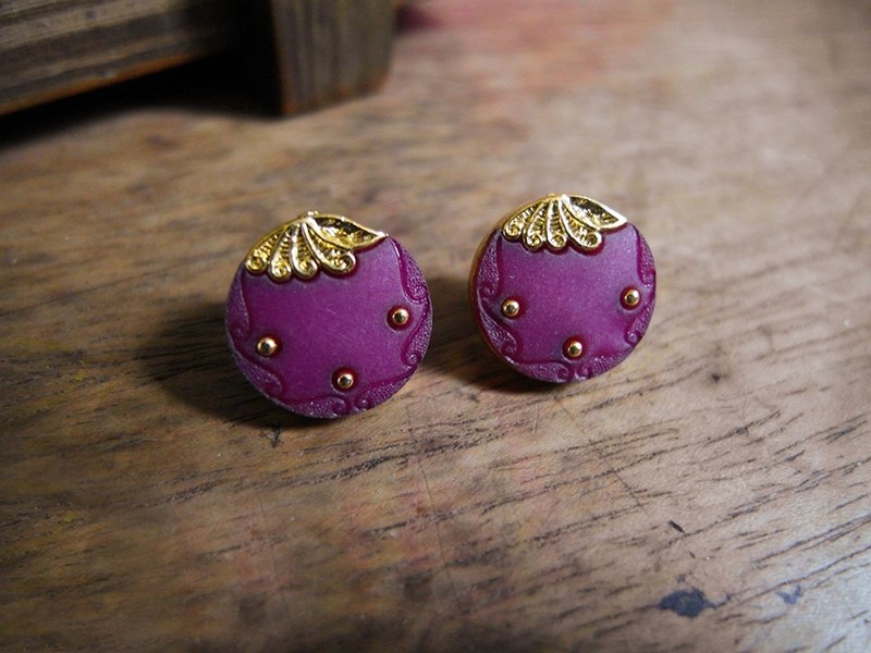 复时品【早期手工耳环：深紫梅果】 - 耳环/耳夹 - 其他材质 紫色