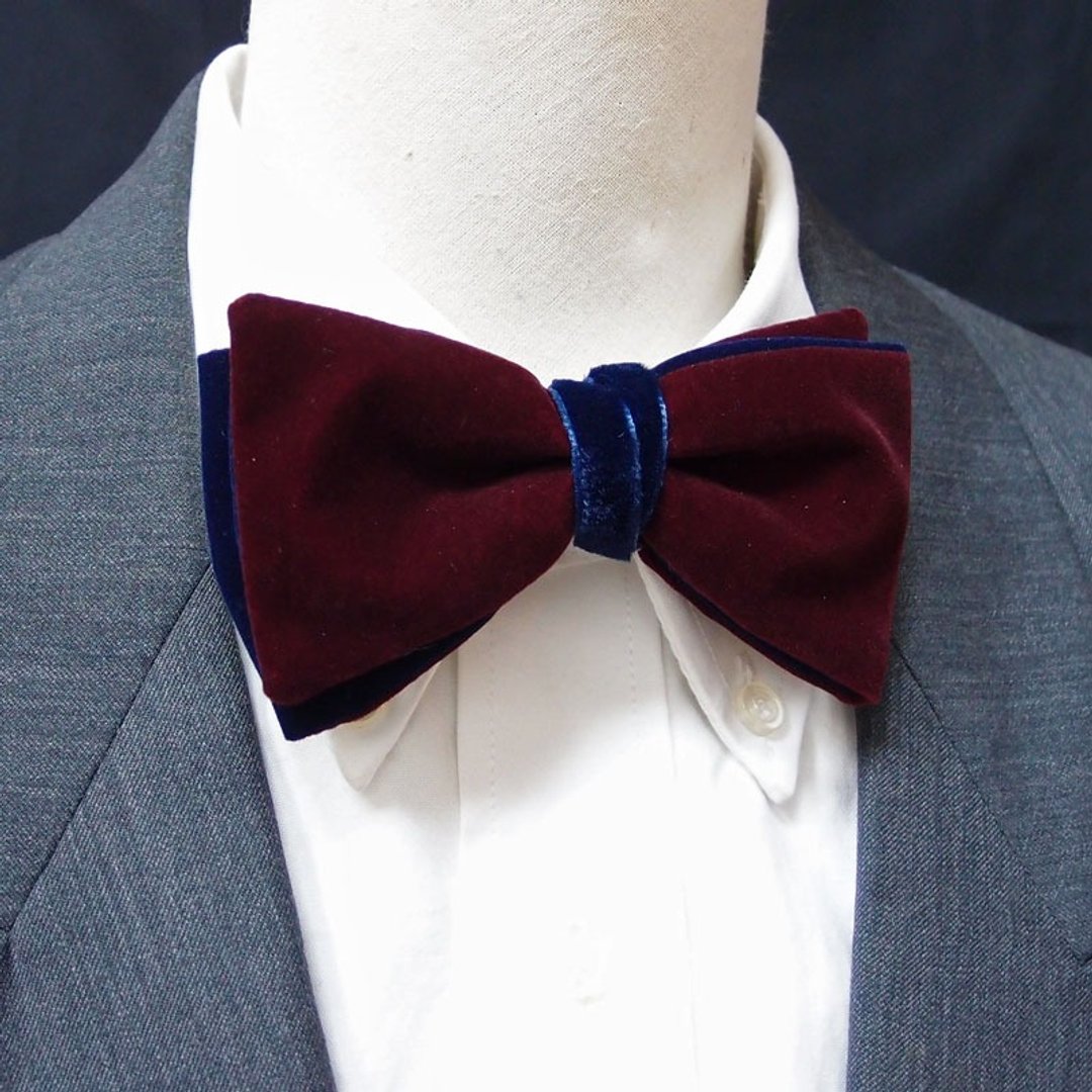 酒红宝蓝 丝绒领结 Bowtie 双面可用 - 领结/领巾 - 其他材质 红色