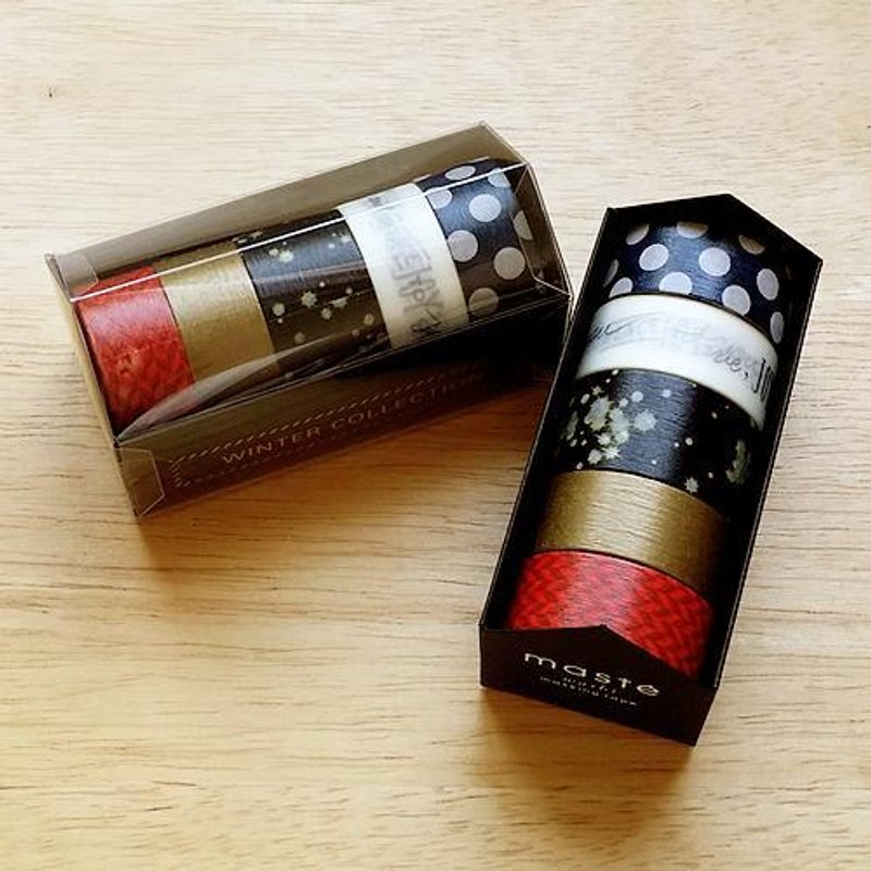maste 和纸胶带 Winter Xmas【5入组-黑夜光点 (MST-MKT36-C)】 - 纸胶带 - 纸 多色