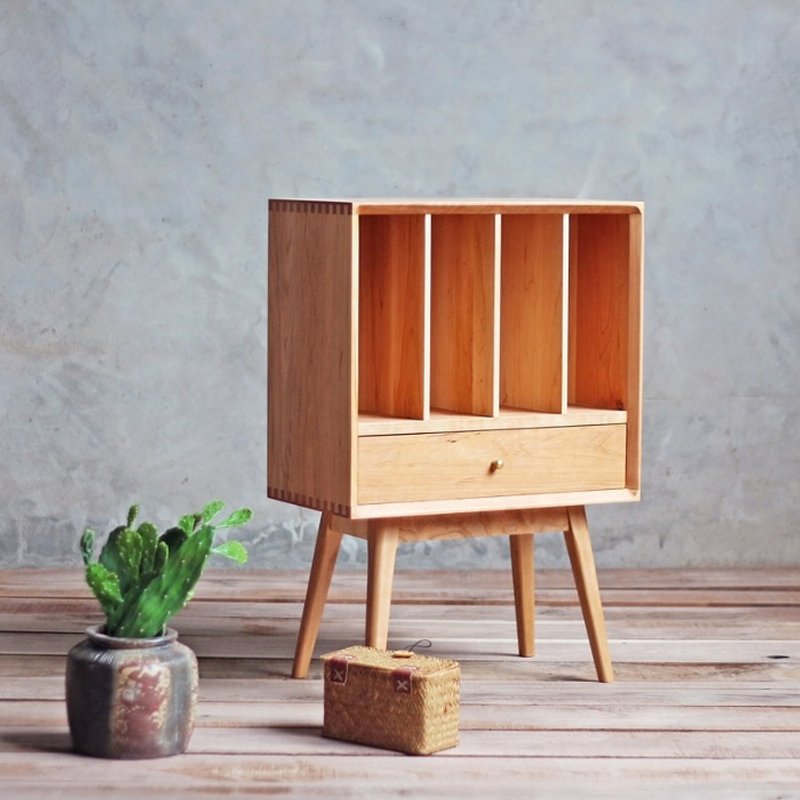 熹山工房-胡桃木/樱桃木-实木小书柜、杂志柜、边柜、床头柜 - 其他家具 - 木头 金色