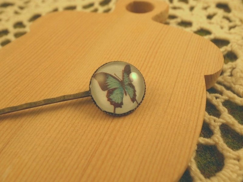 《花园系列》凤蝶发夹(白底) - 发饰 - 其他金属 