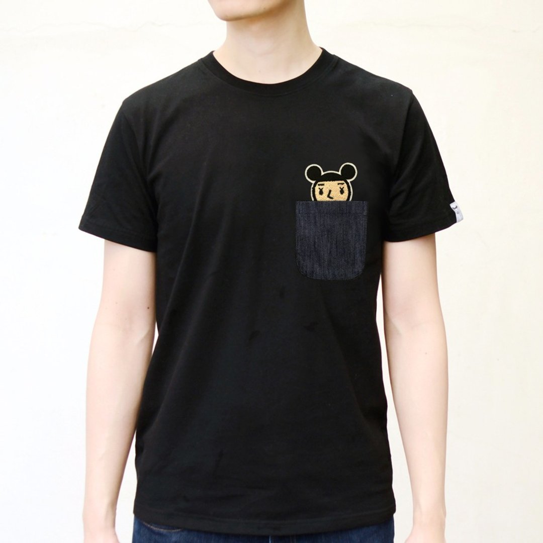 【BestFriend】GirlFriend Pocket T-Shirt / 03-BLACK (毛毛人头款) - 女装 T 恤 - 棉 黑色