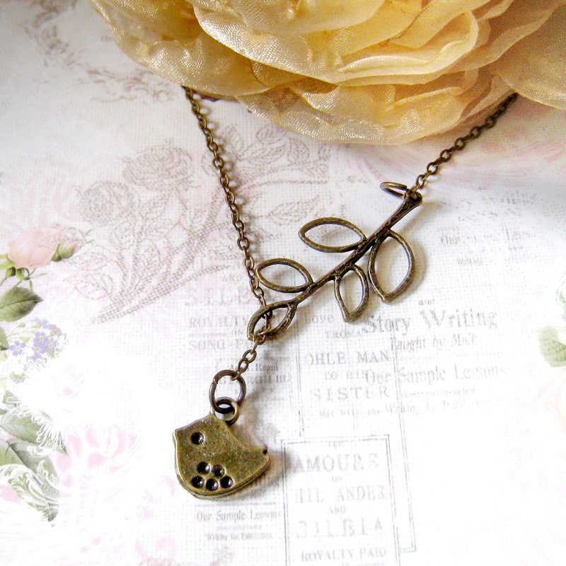 青古铜小鸟项链 (圣诞礼物) - 项链 - 其他金属 